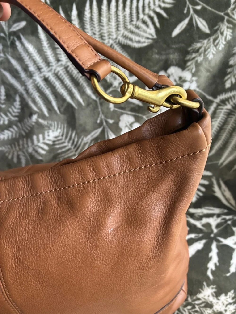 Coach Pebbled Leather Shoulder Bag in Cognac